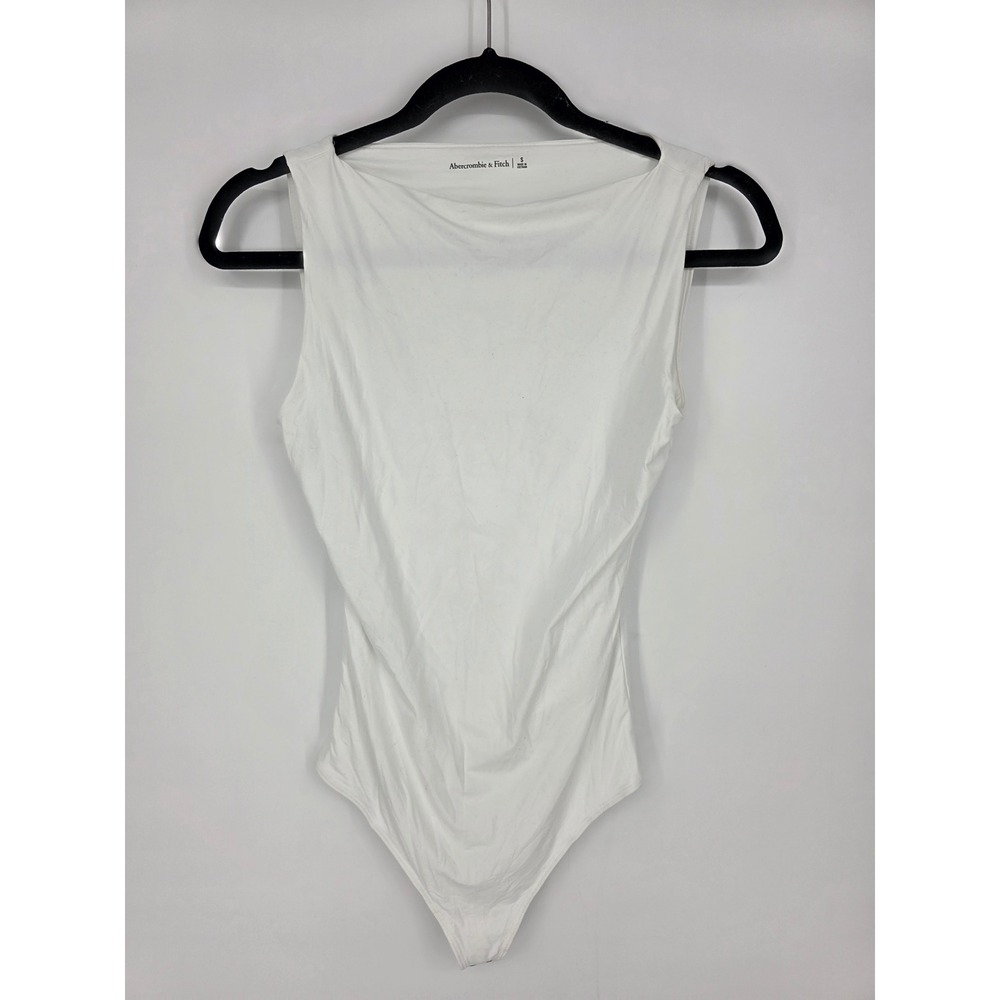 Abercrombie & Fitch White Sleeveless Bodysuit Square Neck Thong Back Size‎ Small